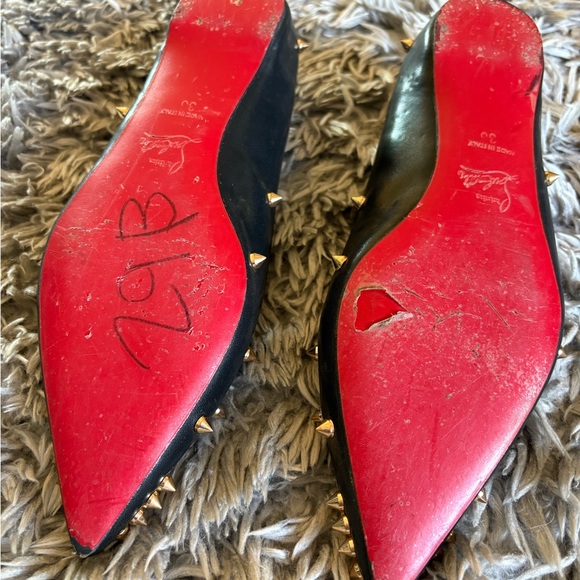 CHRISTIAN LOUBOUTIN DEGRASPIKE LEATHER BALLET FLATS - Picture 12 of 15